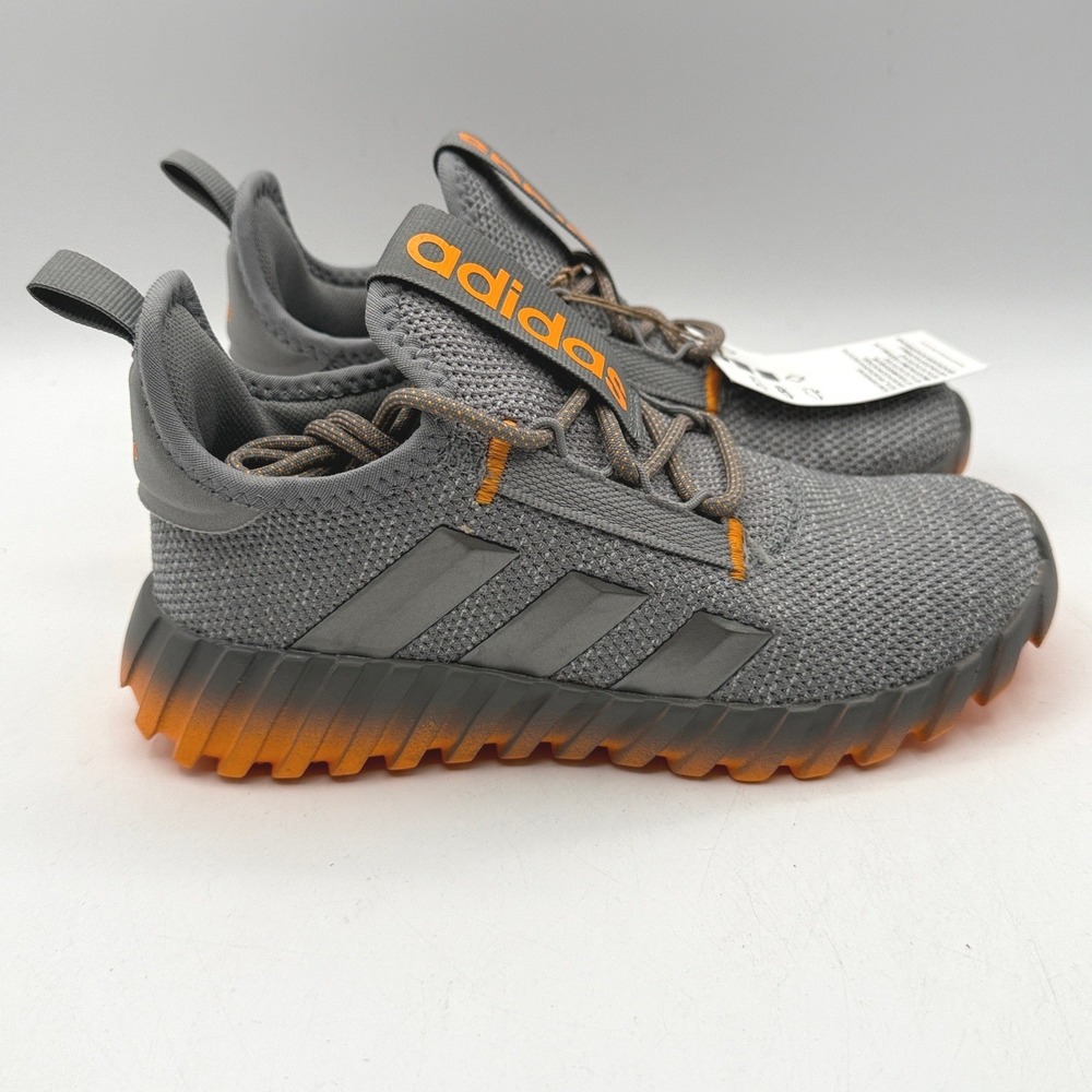 Adidas Kaptir 3S K Kids Size 2 Grey Orange Running Sneakers JH7573
